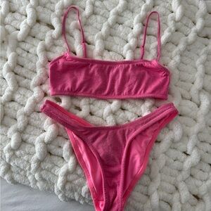 triangl pink glitter sparkle bikini set
